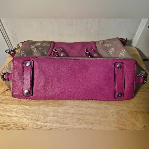 Coach Ashley Op Art Pink and Tan Satchel - Picture 6 of 12